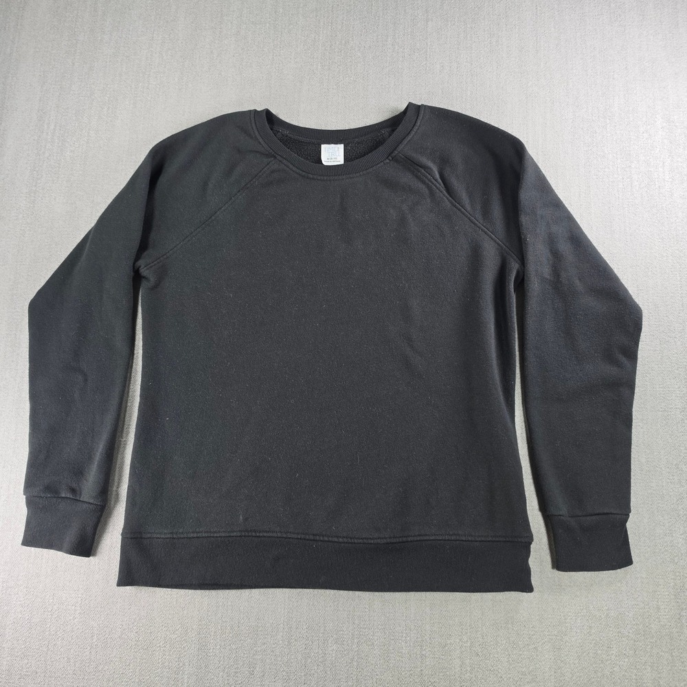 Time and Tru Sweatshirt Womens M Black Raglan Sleeve Fleece Pullover TT111000177